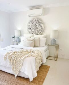 A bright, white bedroom ready for sale, styled and staged by Sell in Style, Brisbane—your home staging experts.