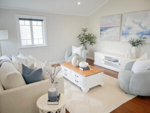 A Spacious Living Room Filled with Natural Light Streaming Through Large Windows | Expertly Styled and Staged by Sell in Style, Brisbane